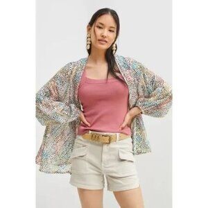 NWT Anthropologie Ivory Spotted Sheer Kimono